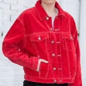 Brandy Melville Kaylee Red Corduroy Boxy Jacket